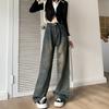 Cement Gray Wide-leg Jeans Women's Autumn and Winter New Small Loose Retro High-waisted Straight Jeans