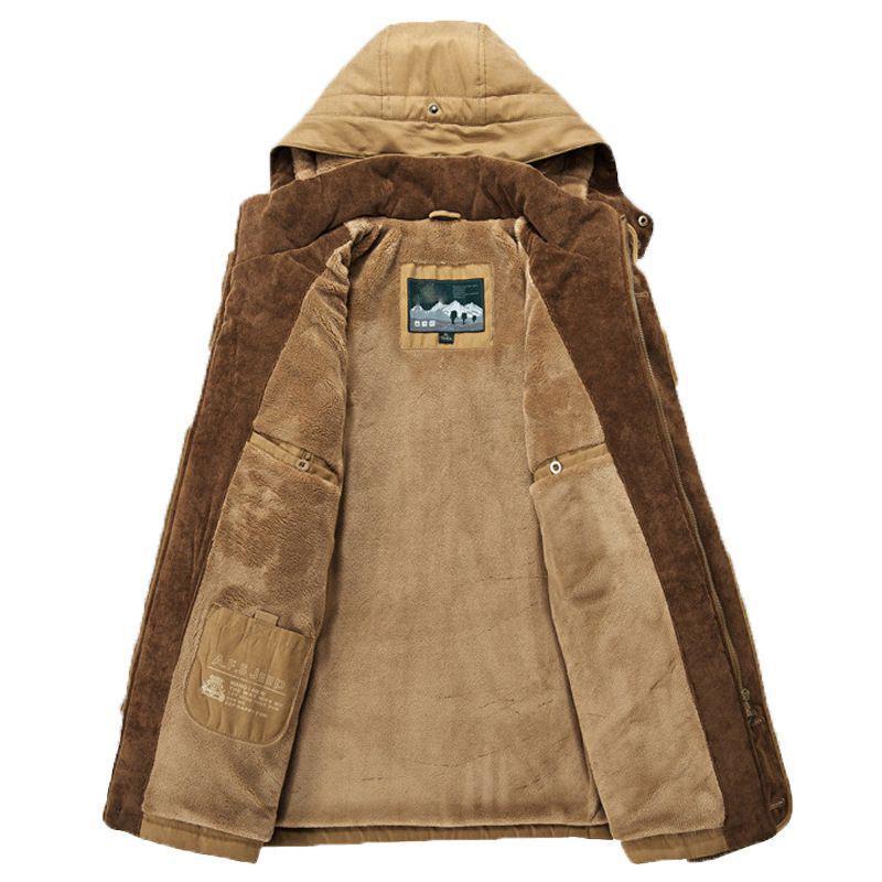Youth Blue Fleece-Lined Cotton Jacket with Zipper, Detachable Collar, 3D Patch Pockets, and Casual Loose Fit - In Stock