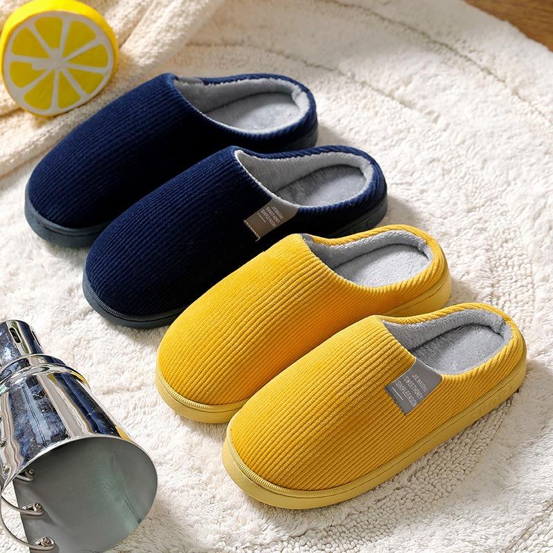 Autumn indoor home couple wool slippers warm shoes confinement non-slip velvet men's cotton slippers women