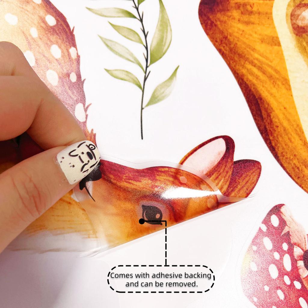 Cartoon Elk Deer Fox Mushroom Butterfly Wall Stickers for Kids Room Mural Art Decal Bedroom Deocration Animal Wallpaper