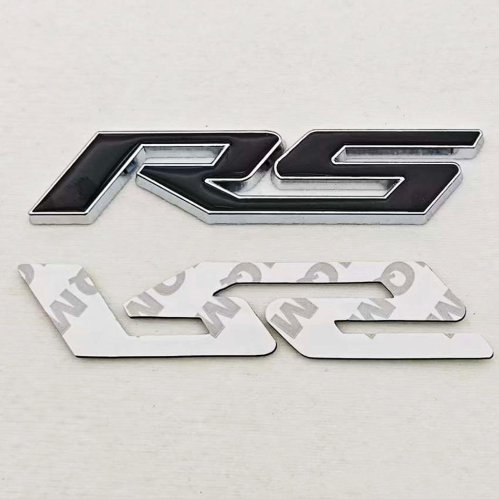 3D Metal RS Logo Badge Sticker Front Grill Emblem Rear Trunk Decal Car Accessories High-Quality Accessories are Suitable for Most Vehicle Models