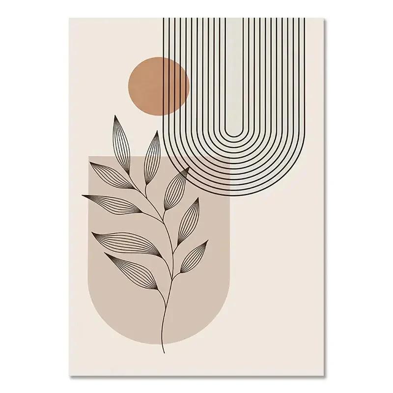 Bohemian Light Block Canvas Poster Vintage Minimalist Line Leaf Wall Art Prints For Modern Living Room & Scandinavian Home Decor