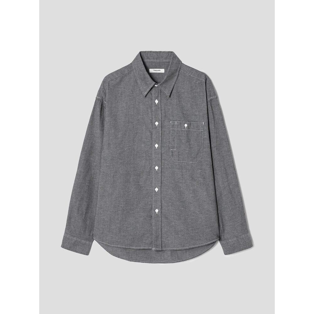 8Seconds Chambray Topstitch Shirt Black Black/M