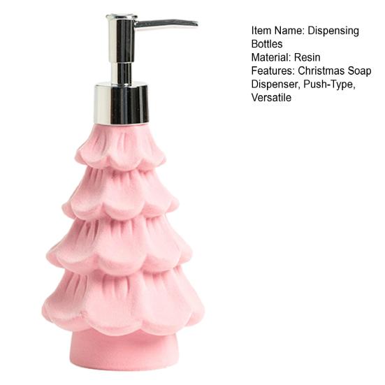Small Christmas Gifts for Friends Tree Soap Dispenser, Flocking Effect Refillable Lotion Unique Shampoo Dispenser Home Pump Bottle, Reusable Bathroom