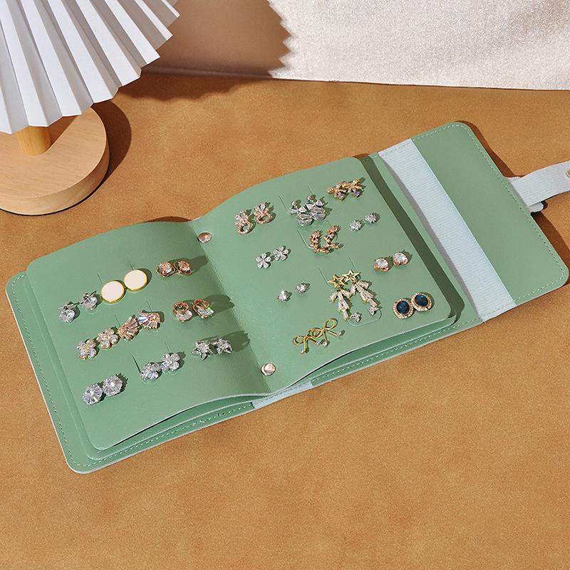 Portable Jewelry Pouch Creative  Earrings Multi-Layered Pu Leather Jewelry Bag