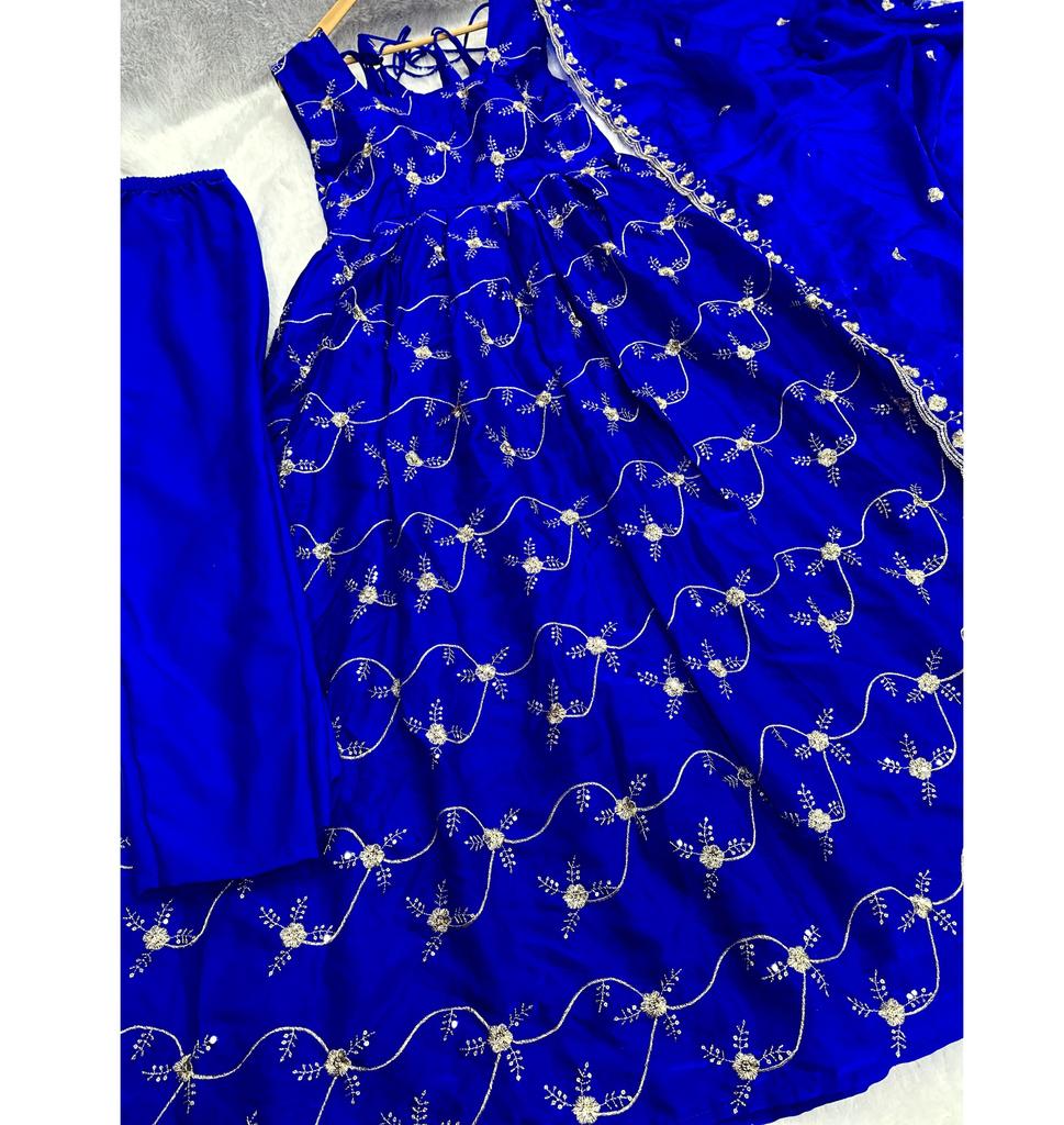 Donna Designer Anarkali Fandy Seta Abito Pantalone Dupatta Set Abbigliamento da Festa Bollywood Salwar Suit