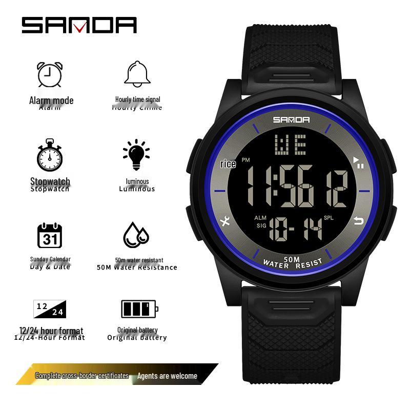 Sanda Leuchtende Wasserdichte Unisex Multifunktionale Armbanduhr: Trendig & Modisch für Jugendliche