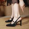 Baotou sandals women's Mary Jane high heels thick heel 2025 new summer French square head word with empty shoes