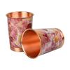 Copper Printed Design 250ML Water Glass with Rust Proof for Home and Office Use Ayurveda and Yoga Health Benefits Glass Set of 6 (Pink Gold)