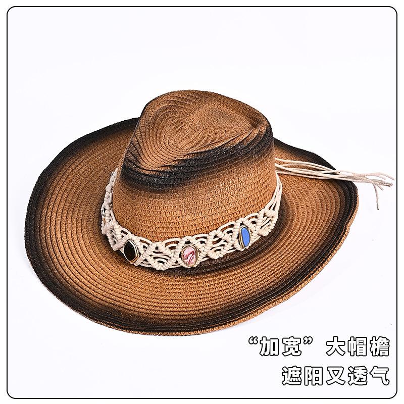 

Gradual change summer hat female classic western cowboy hat beach straw hat sun protection shade One Size