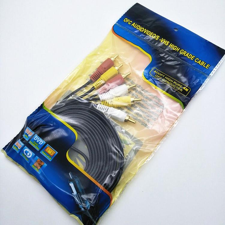 1.5m 3-to-3 RCA Audio-Video Cable Set: 6-Head Lotus DVD/AV Cable for Set-Top Boxes