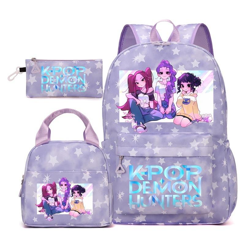 Witch Hunters Kpopdemonhunters Student School Bag Shoulder Bag Casual Pencil Bag Three-Piece Set
