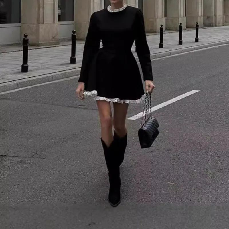 SpliAe LaAe Mini Dress for Women High Waist Slim Elegant Dresses Femme Wedding Retro Temperament Dress Womens Clothes