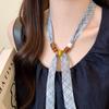 Long beaded small silk scarf Adjustable necklace Women's new accessories High-end light luxury niche neck scarf