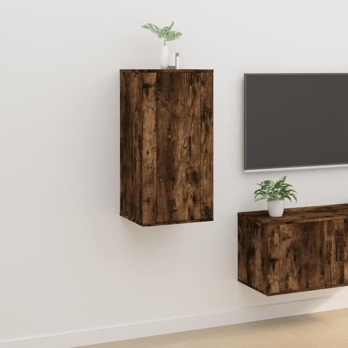 816677 vidaXL Wall-mounted TV Cabinet Smoked Oak 40x34.5x80 Cm