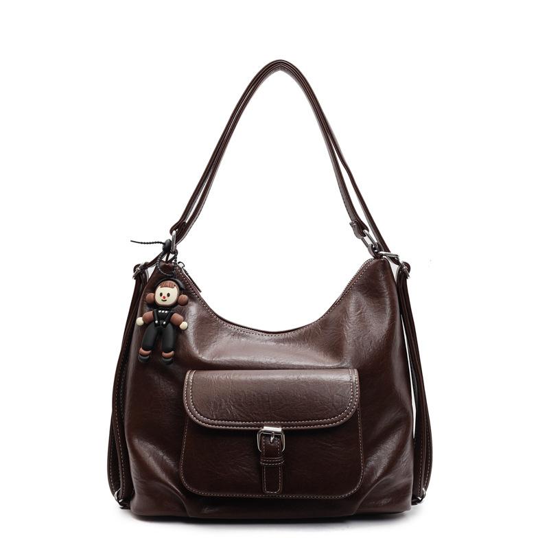 

Женская сумка большой вместимости, новая сумка-багет через плечо, портативная сумка-тоут. no pendant темно-коричневого