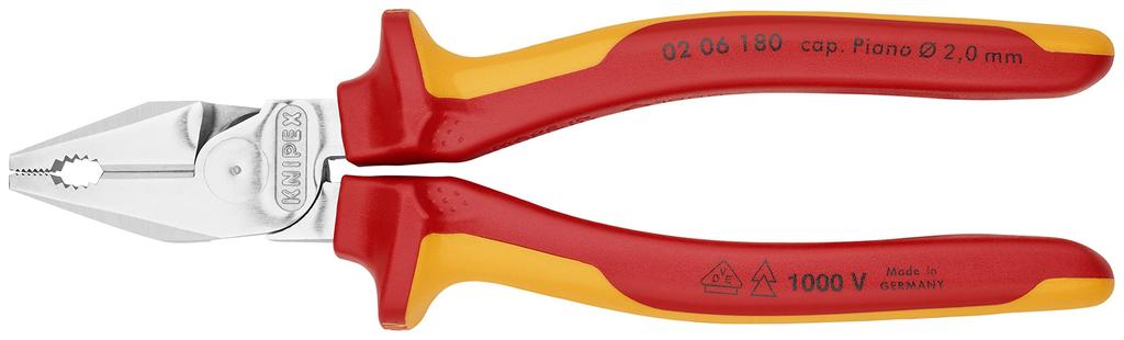 KNIPEX High Leverage Combination Pliers 02 06 180 SB on a (180 mm) (Product self-Service Card/in Blister)