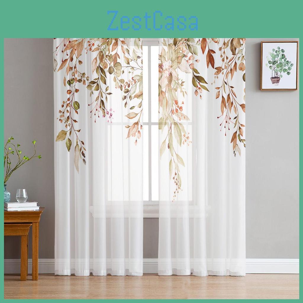Voile Wild Flowers Autumn Thanksgiving Curtains For Bedroom Tulle Window Curtain For Living Room Sheer Curtains Blinds Drapes