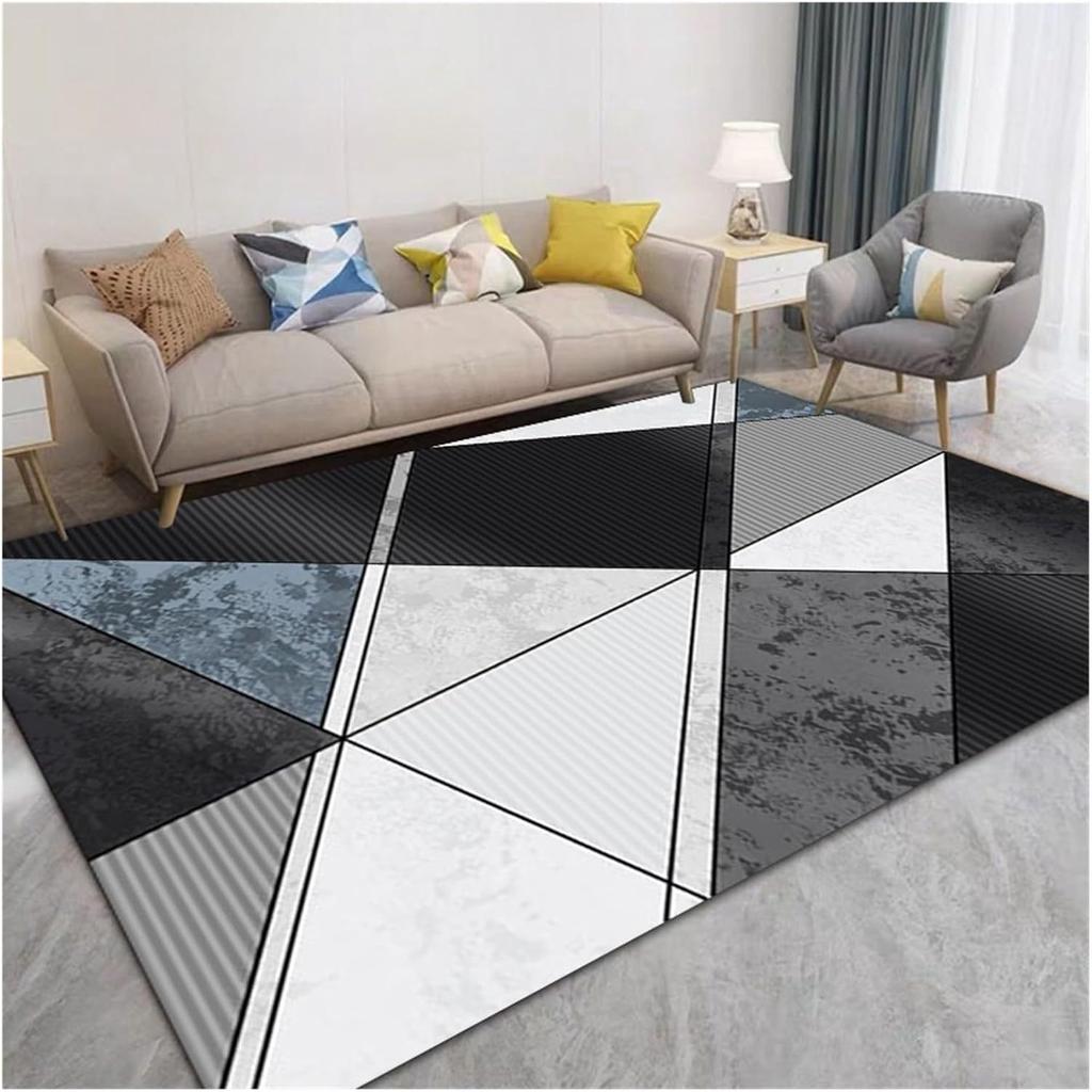 Vikama Nordic Geometric Luxury Loop Pile Rug - Washable Mat For Hall, Airbnb, Bedroom, Office, Home Decor