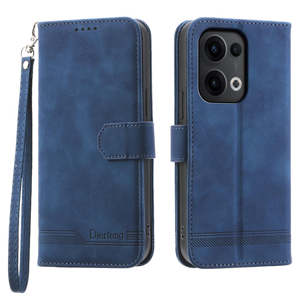 DIERFENG DF-03 For Oppo Reno13 5G (Global) Leather Case Lines Imprint Wallet Phone Cover