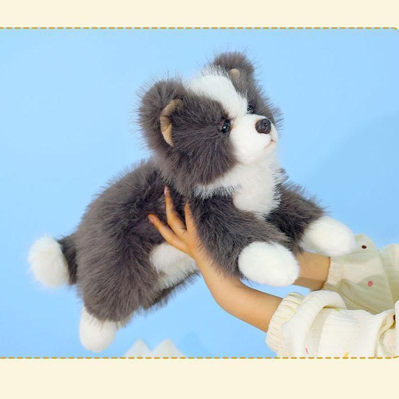 Realistic Border Collie Plush Toy Soft Fluffy Dog Stuffed Animal With Sound Function For Kids Companion Decoration Birthday Gift