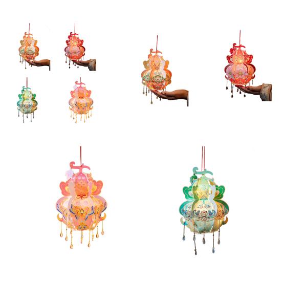 Håndlaget kalebasslykt Håndholdt kinesisk nyttår DIY Lysende blomsterlys for midt-høstfestivalen Hanfu Cosplay Bryllupsdekor