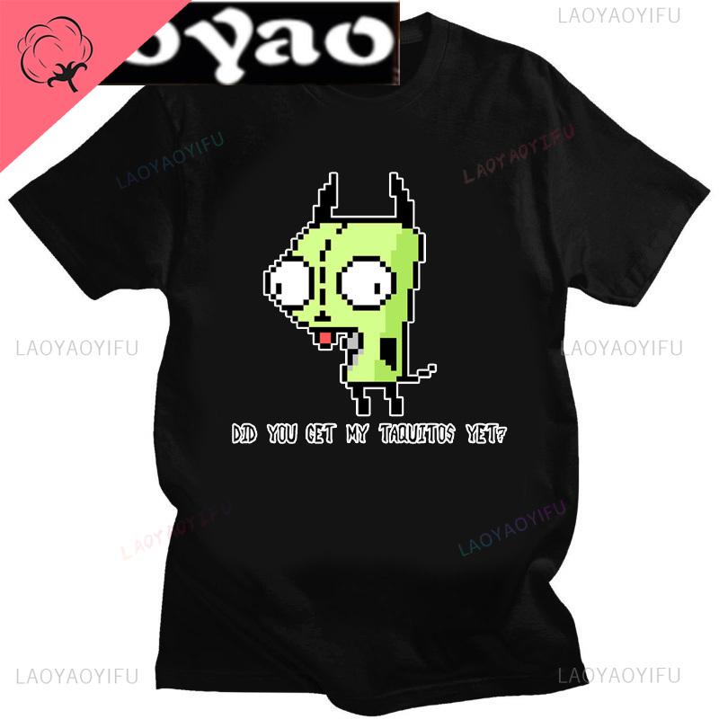 Lustiges Invader Zim Invader Gir Grafik T-Shirt Bild Männer Frauen Baumwolle Camisetas Cartoon Retro Baumwoll-Tees Liebliche Streetwear Oberteile