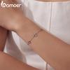 Bamoer 925 Sterling Silver Hollowed Heart Chain Bracelet Adjustable Key Lock Charm Link Chain for Women Minimalist Wrist Decor