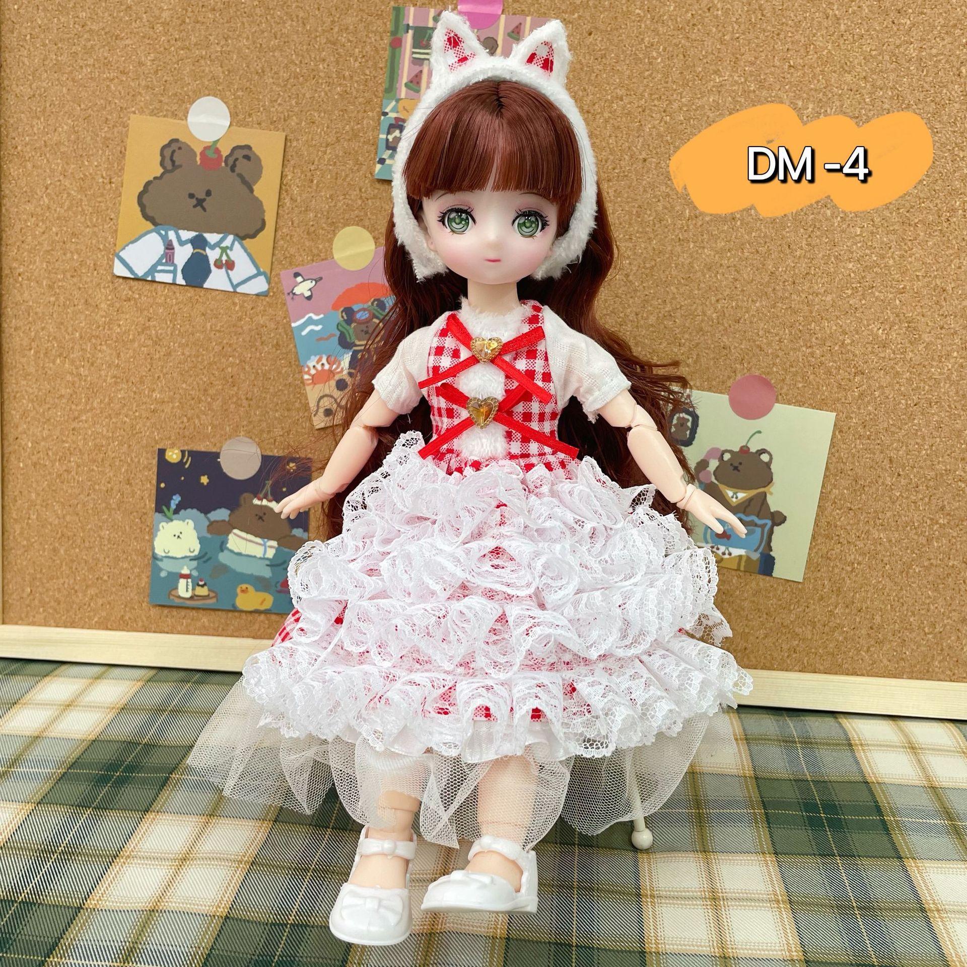 Кукла Барби с мультяшным лицом Net Red 30 см, вторичная 6-дюймовая кукла BJD, детская игрушка в подарок 30 белый/красный