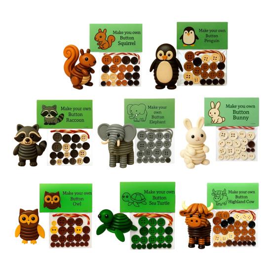 DIY Button Christmas Ornament Kit Highland Cow/Rabbit/Owl Animal Button Ornament Making