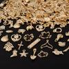 KC Gold Color Random Mix Cute Metal Charm Heart Moon Flower Pendants For Jewelry Making Supplies Handmade Bracelets Charms Bulk