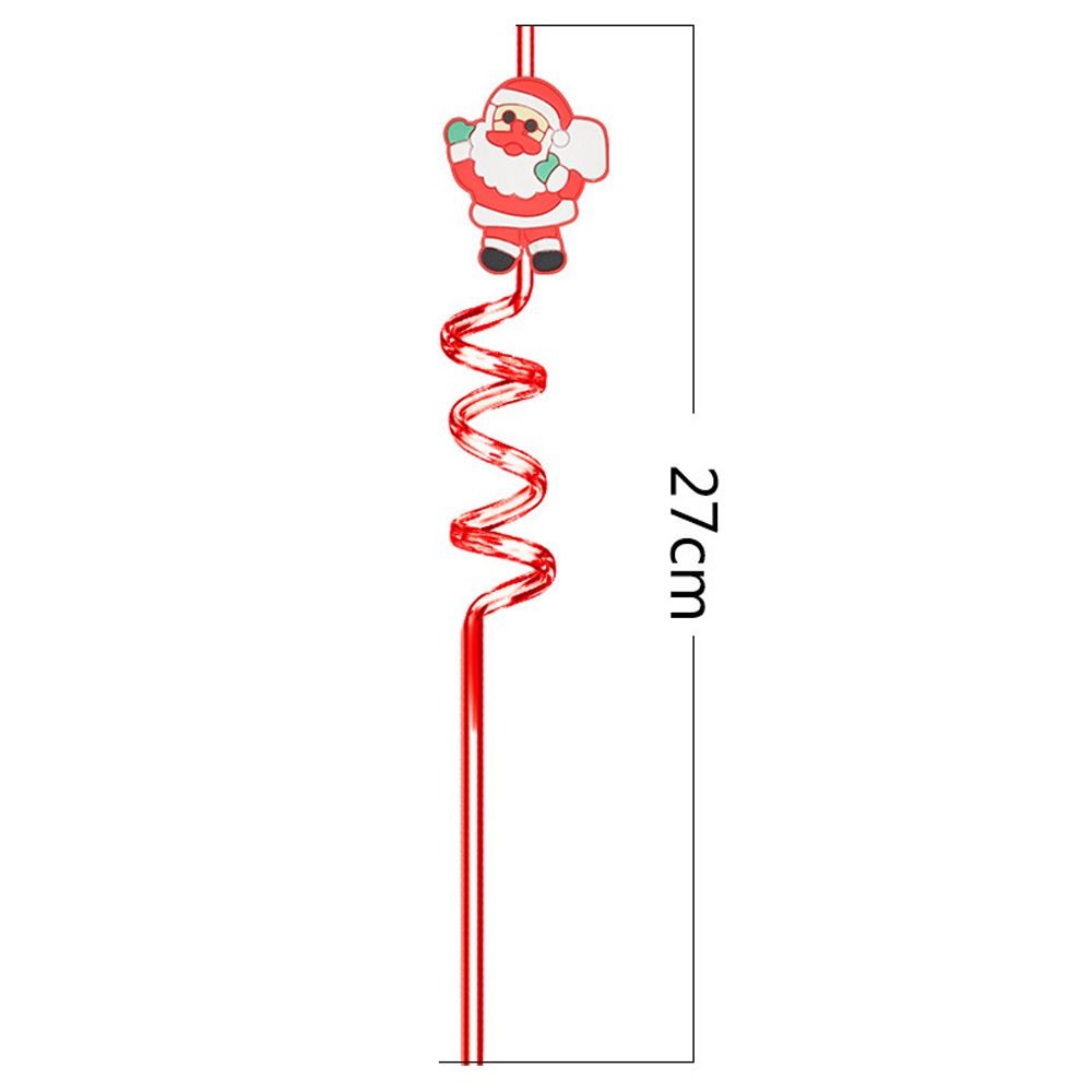 Spiral Christmas Plastic Straw Food Grade Christmas Party Decor Christmas Cartoon Straw  Children