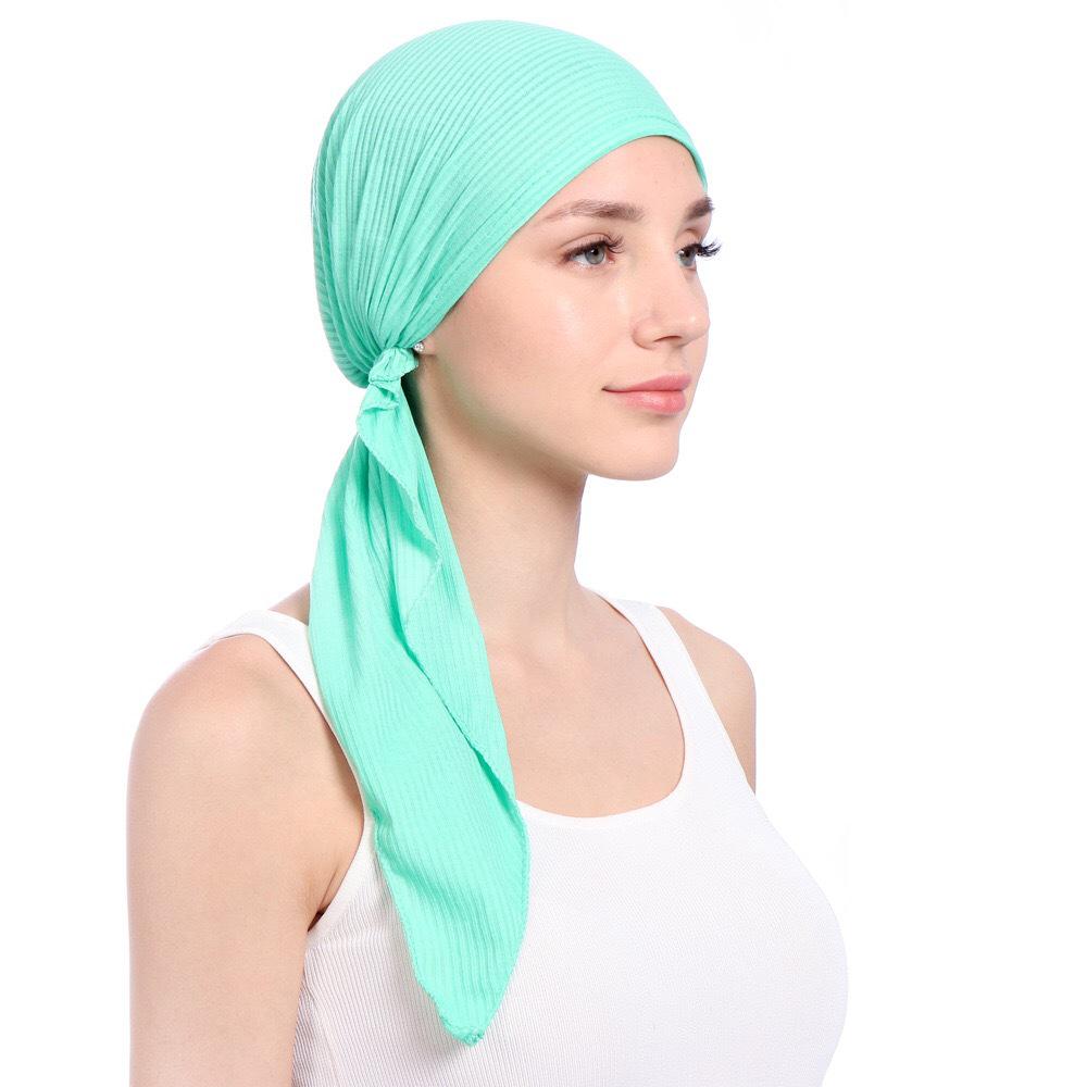 New Solid Color Curved Pleated Beanie with Drawstring - Pure Cotton Pull-On Hat Available.