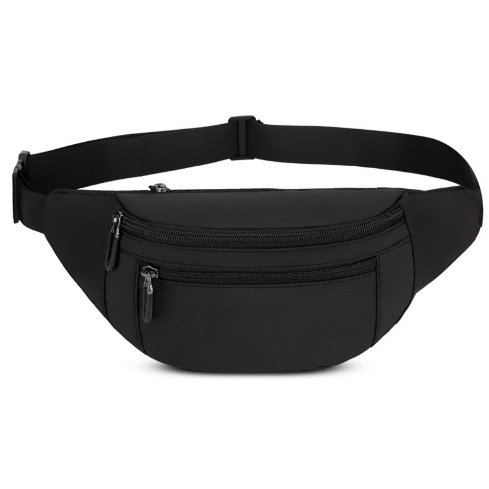 Solid Color Oxford Waist Bag Waterproof Mobile Phone Bag Simple Sports Fanny Pack  Men чёрный