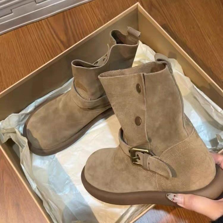 

Retro versatile height-increasing Martin boots for women s 2025 autumn and winter new two-wear short western boots Maillard brown short boots 35 хаки