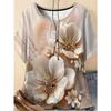 Ladies Summer Colorful Flower Printed Large Loose Casual T-shirt Fashionable Comfortable Soft Breathable Short Sleeved T-shirt