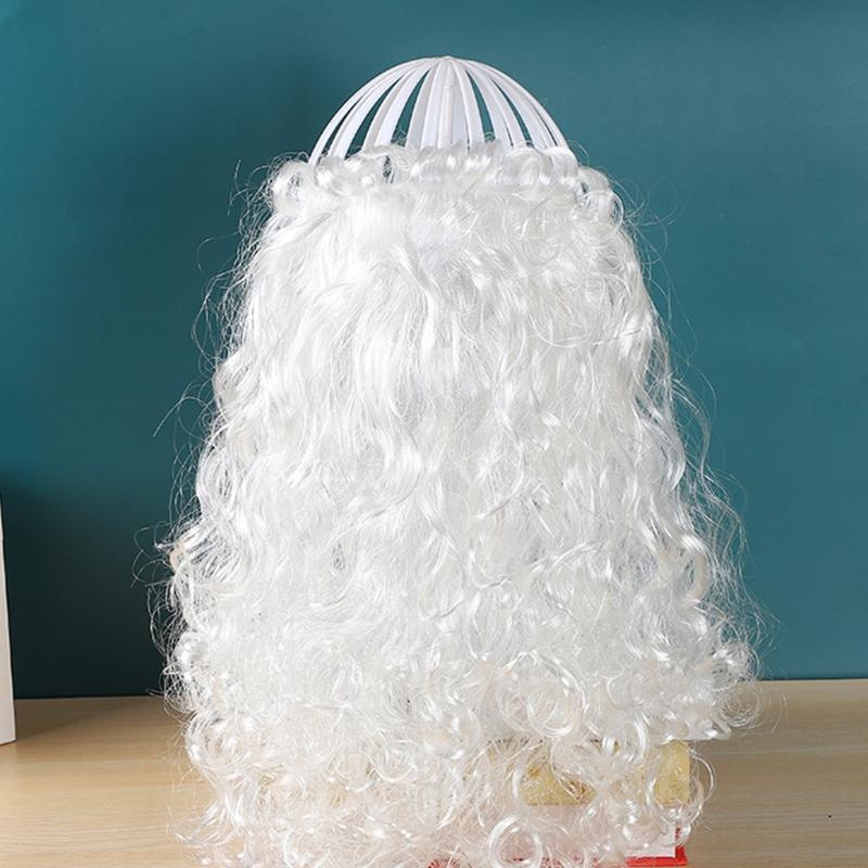 Santa Fake Beard for Facial Hair Funny Santa Beard Old Man Costume for Men Women Disguise Game Xmas Party Halloween Dres