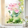 Chinese Style 3D Summer Lotus Leaf Window Stickers, Static Cling Decals for Room Glass Window Decoration