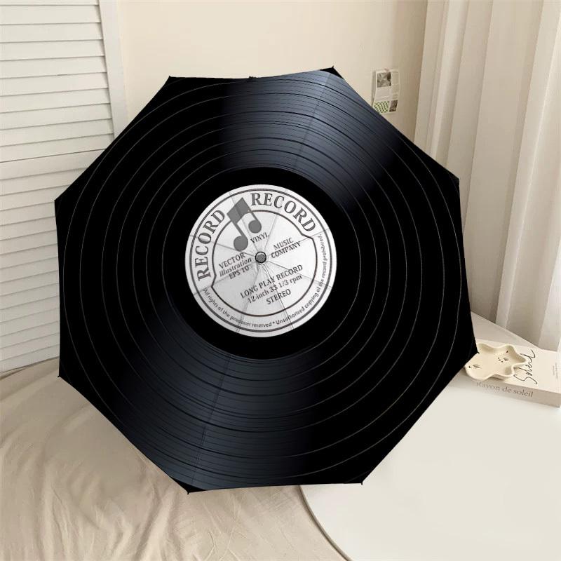 

1PC record vinyl Automatic Open/Close Umbrella with Windproof, 8-Rib Sturdy Canopy, Durable Ribs, Fashionable Design,1274a