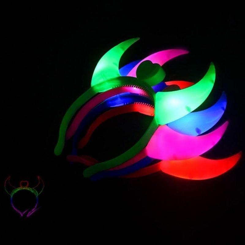Festival Creative Decor LED Lamp Glowing Horns Luminous Devil Headband Lights Christmas Party Decor Masquerade Bar Supplies