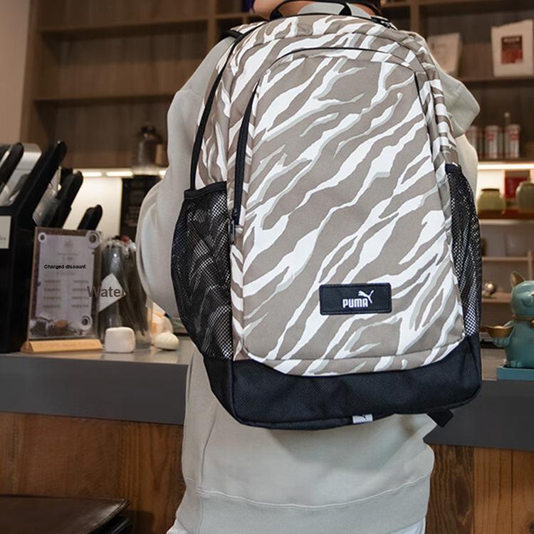 New PUMA Fabric Backpack Large Size Unisex Black & Khaki 091376-02