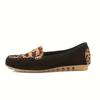 Women's Leopard Print Slip-On Flats - Lightweight Fabric Upper Durable PU Sole Round Toe Comfort for All-Season Casual Wear Animal Print Fashion Shoes