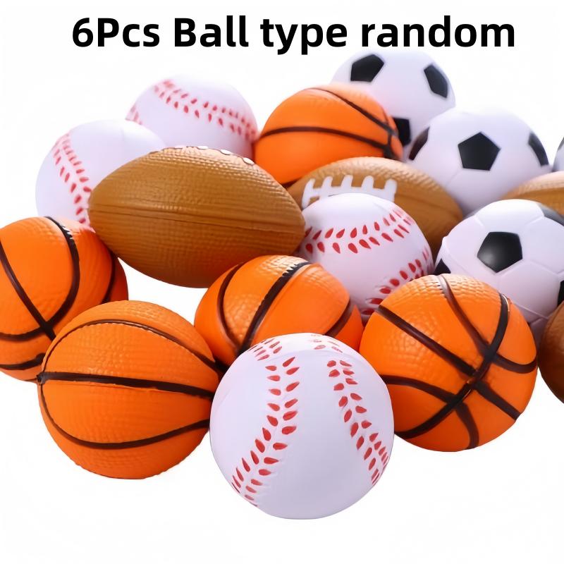 

6PCS Mini PU Sponge soft body Toy Squeeze Ball Stress Relief Toy Football Basketball Baseball Rugby Antistress Kid Outdoor Toys