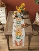 Fall Thanksgiving Pumpkins Linen Table Runner Home Decor Washable Autumn Harvest Kitchen Dining Table Runners Thanksgiving Decor