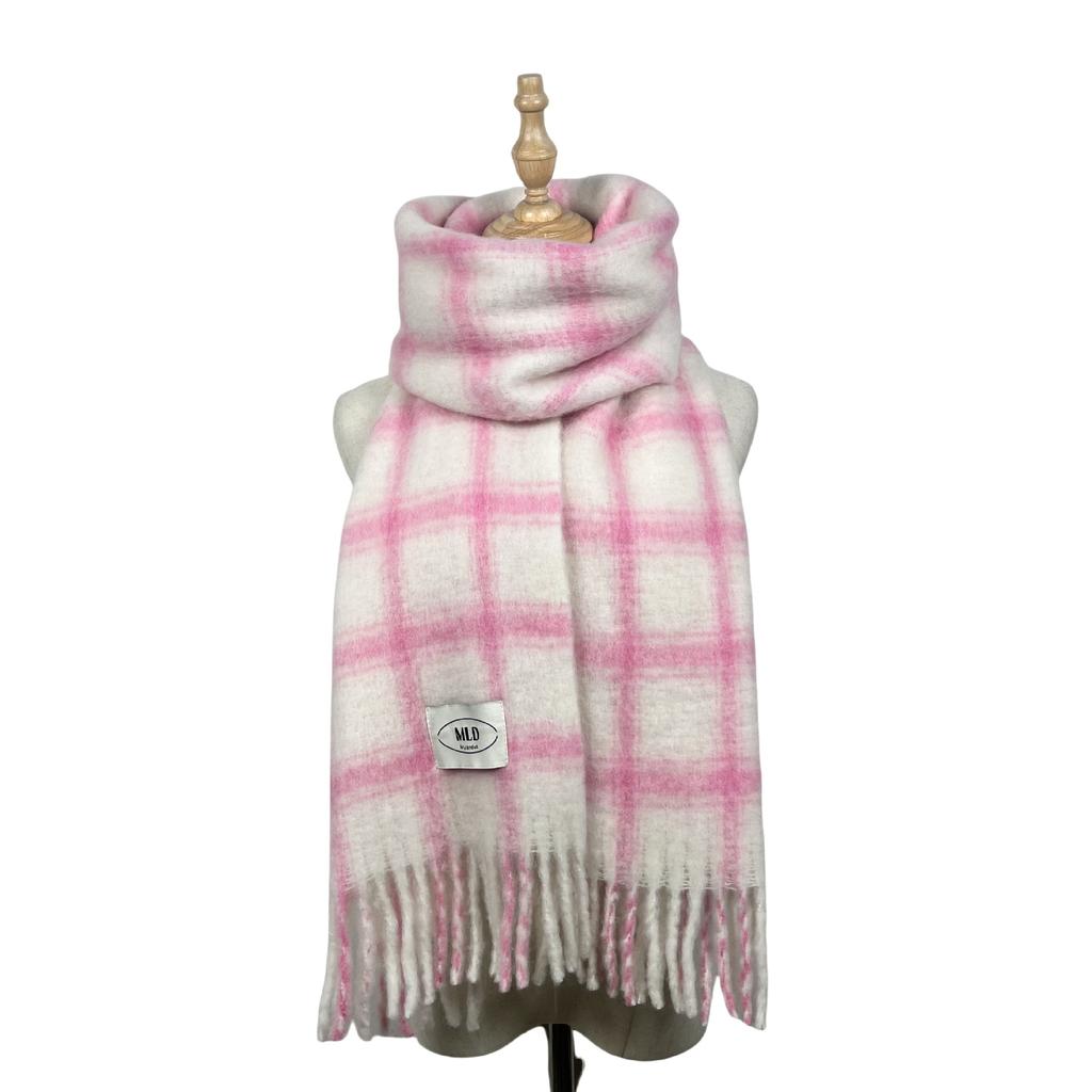 Wool Blended Plaid Simple Scarf Women's New Winter High-end Atmosphere Scarf Versatile