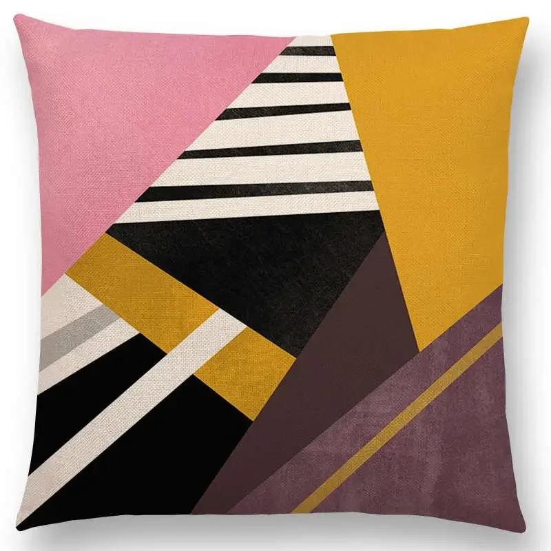 New Colorful Blocks Layers Stripes Geometric Combination Gold Lines Gorgeous Prints Cushion Cover Throw Pillow Case