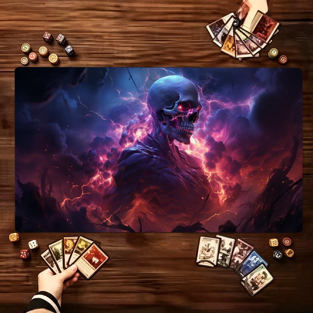 Cosmic Skull Skeleton Extended Game Mat NonSlip Rubber Base Stitched Edges Large Desktop Play Mat For Tabletop Card Gaming