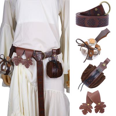 Mittelalterliches Halloween Kostüm Zubehör Set Wikinger Gürtel Rock Riemen Clip Karneval Cosplay Requisiten