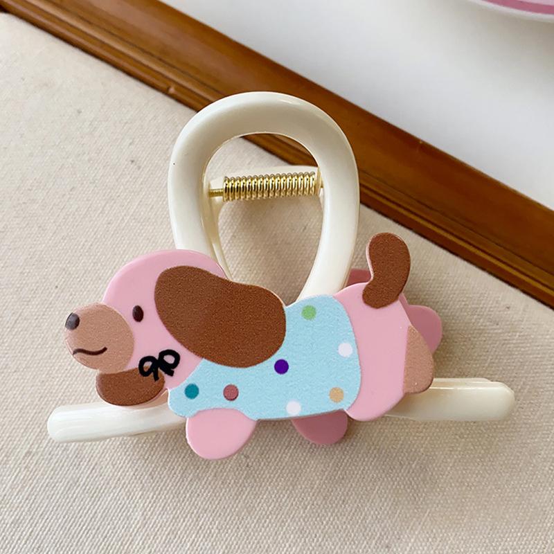 

1 шт. Новый милый зажим-краб в виде животного собаки, женский высококлассный зажим для волос, для прически полупучок, высокий хвост, заколка-акула, головной убор