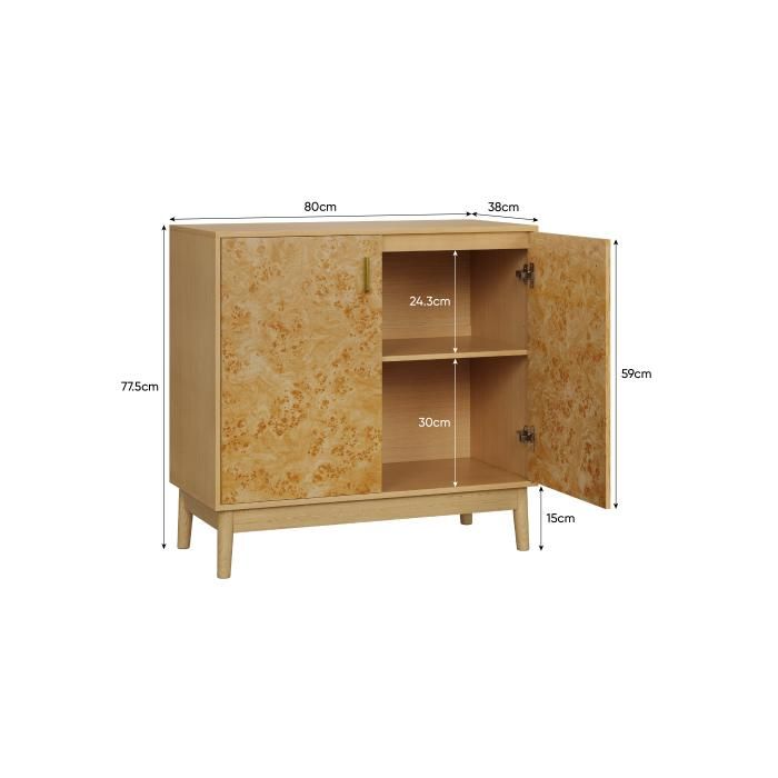 Freestanding Sideboard - MUVOE - 2 Doors - Solid Wood - Adjustable - Contemporary Design